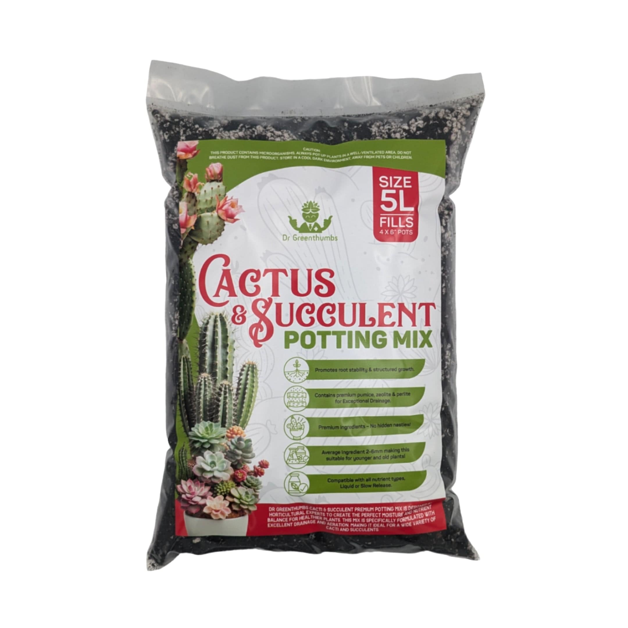 Dr Greenthumbs Organic Gardening > Potting Soil & Growing Media Cactus & Succulent Potting Mix - 5L