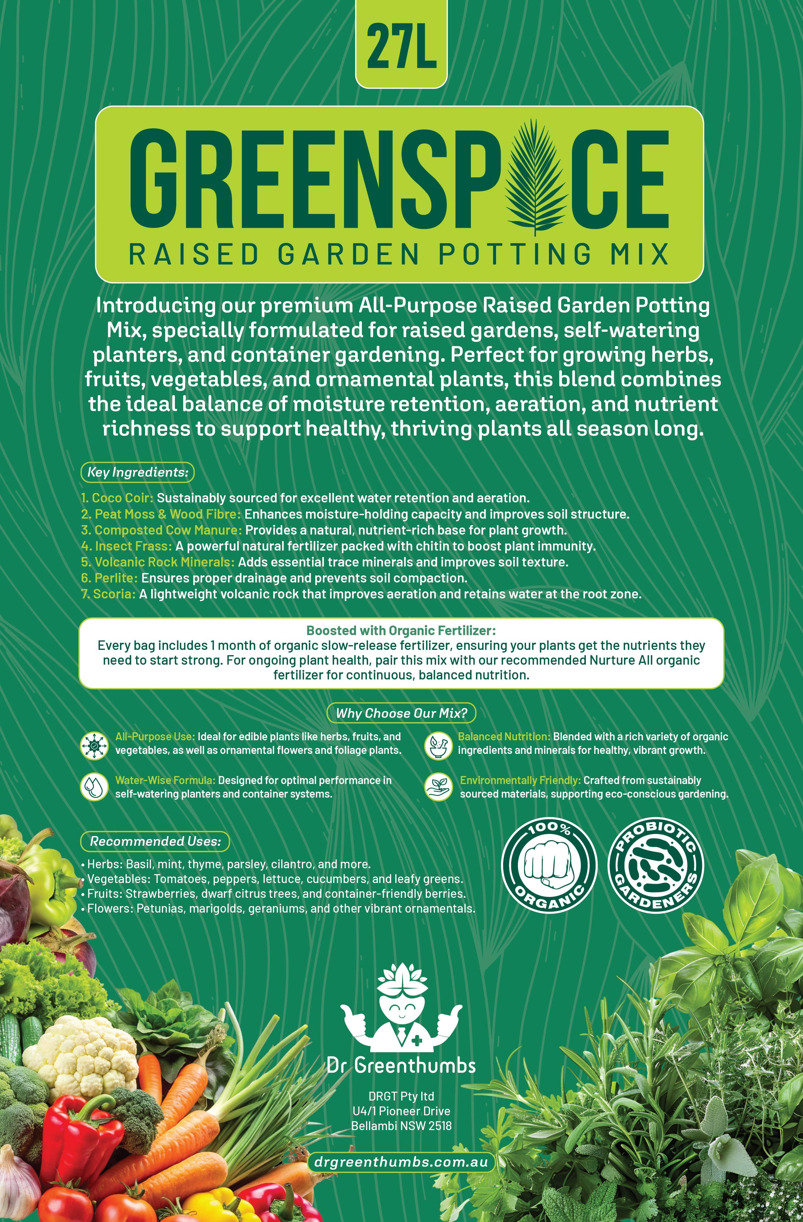 Dr Greenthumbs Organic Gardening > Potting Soil & Growing Media GreenSpace Raised Garden & Container Potting Soil