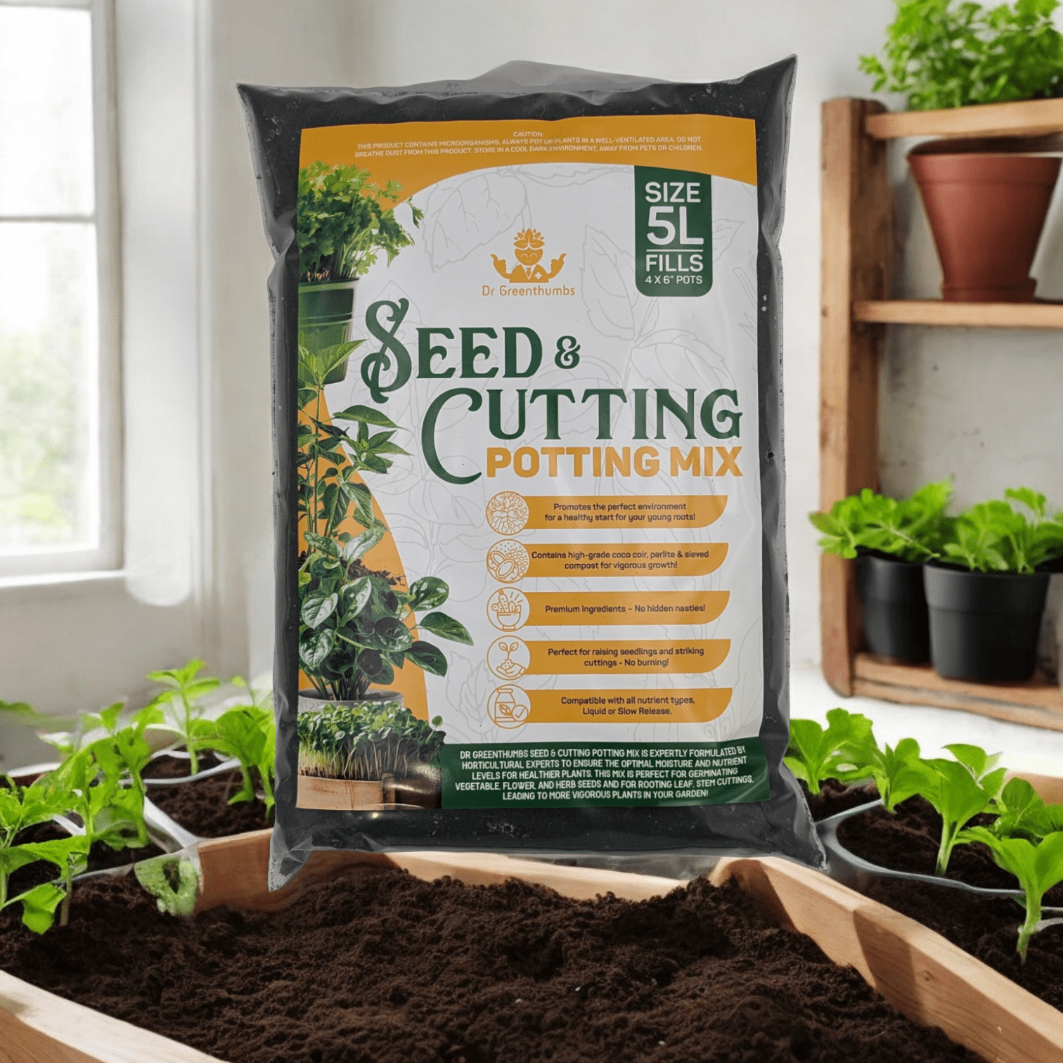 Dr Greenthumbs Organic Gardening > Potting Soil & Growing Media Seed Raising Potting Mix - 5L